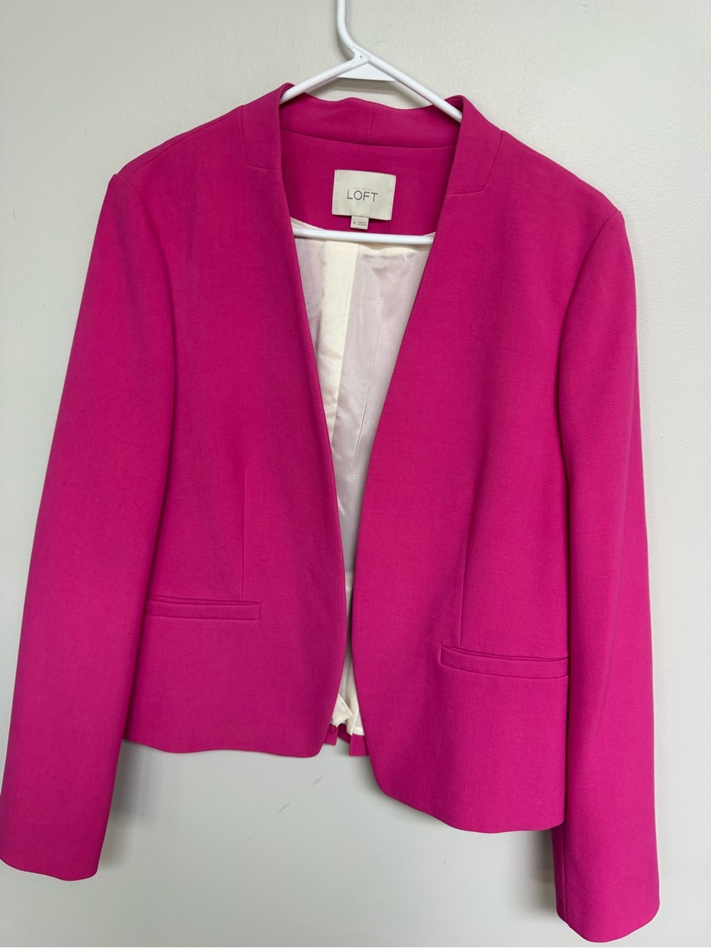 LOFT Women's Hot Pink Open-Front Blazer Jacket and Blouse, Jacket 14, Blouse L - Picture 2 of 11